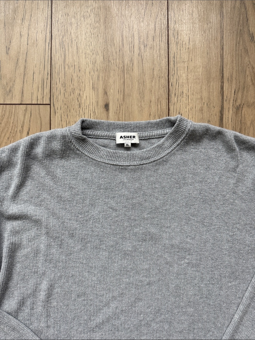 Asher Los Angeles Men’s Long Sleeve Shirt XL Gray Crewneck Comfort Casual